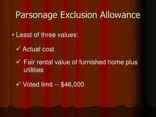 Parsonage Exclusion Allowance