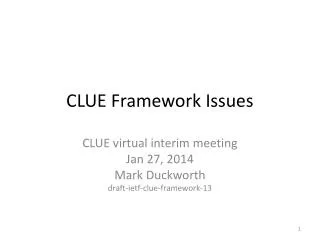 CLUE Framework Issues