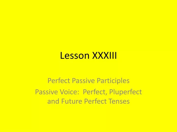 lesson xxxiii