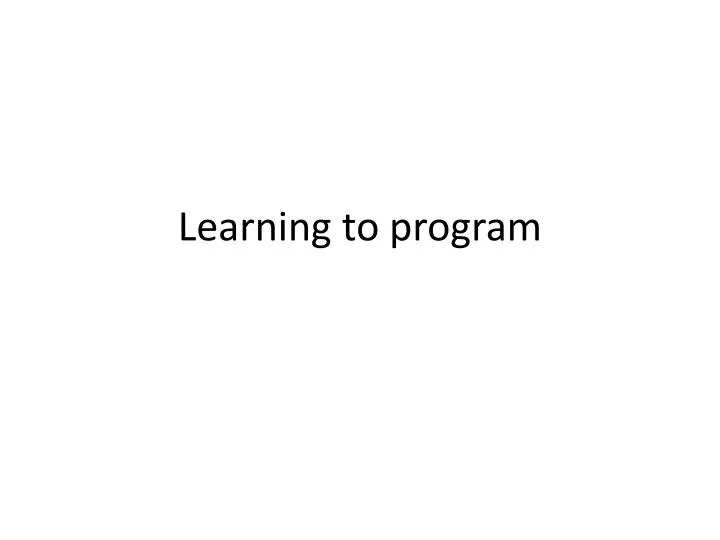 learning to program