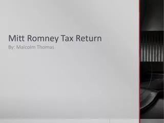 Mitt Romney Tax Return