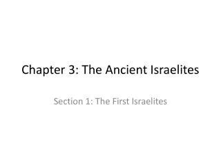 Chapter 3: The Ancient Israelites