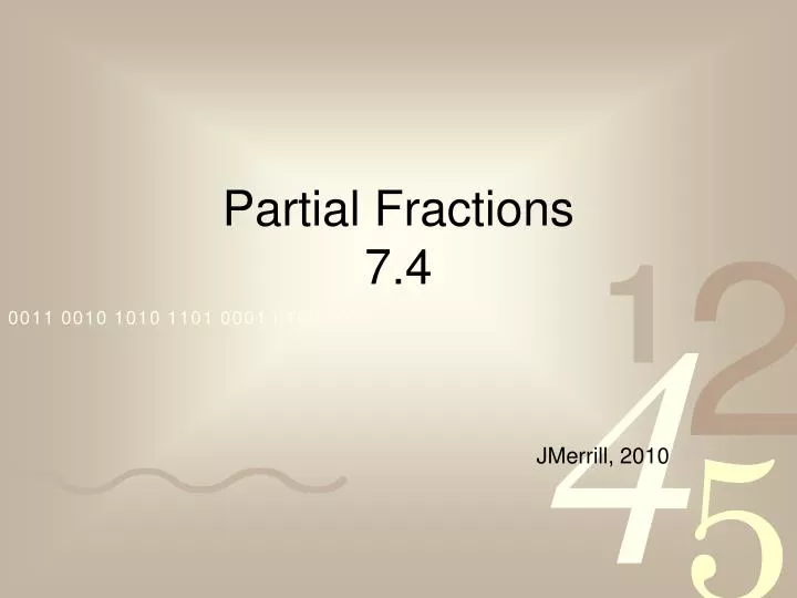 partial fractions 7 4
