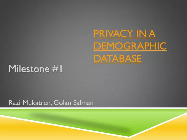 privacy in a demographic database