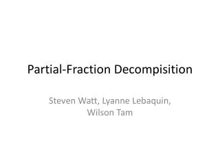 Partial-Fraction Decompisition