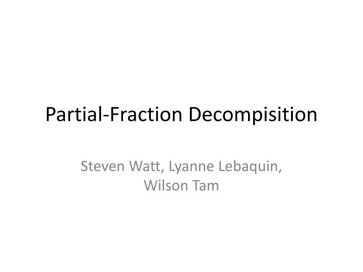 partial fraction decompisition