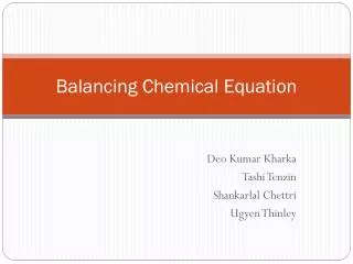 Balancing C hemical Equation