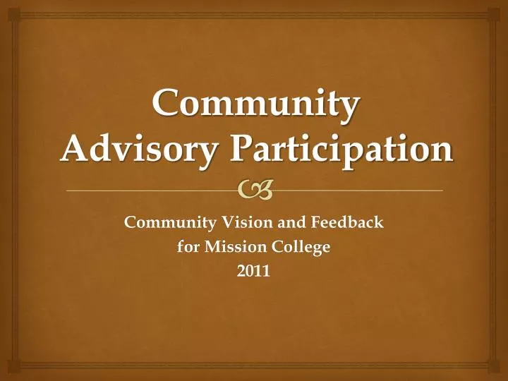community advisory participation