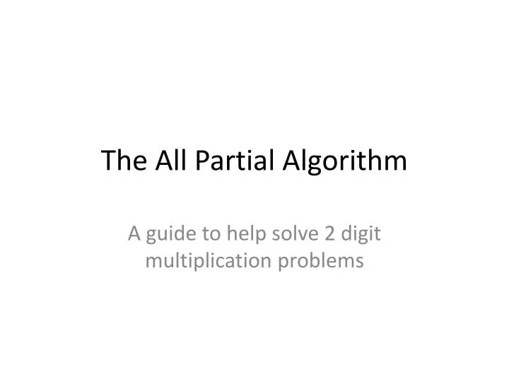 the all partial algorithm