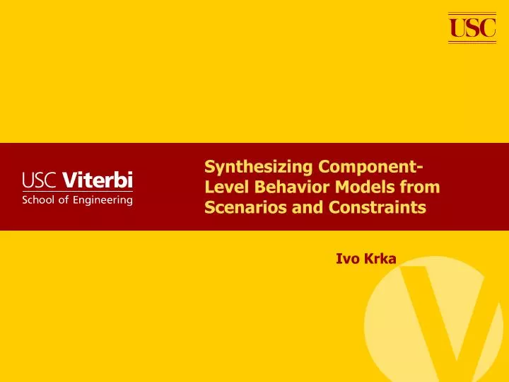 synthesizing component level behavior models from scenarios and constraints