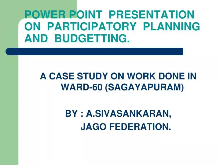 power point presentation on participatory planning and budgetting