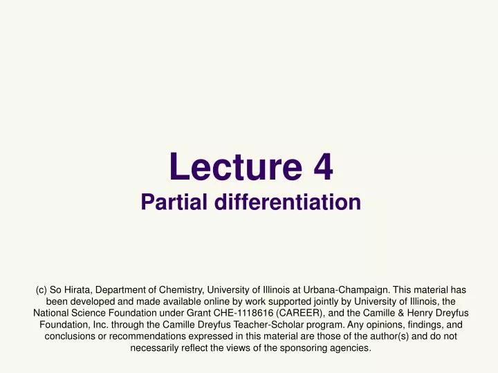 lecture 4 partial differentiation