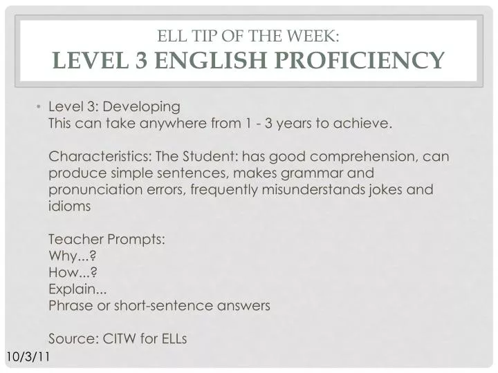 ell tip of the week level 3 english proficiency