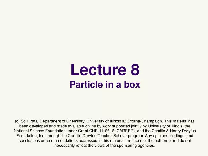 lecture 8 particle in a box