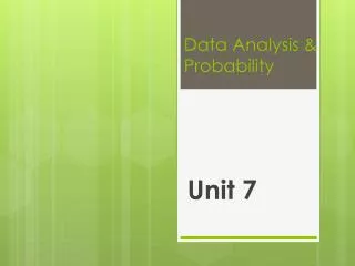 Data Analysis &amp; Probability