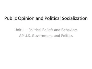 Public Opinion and Political Socialization