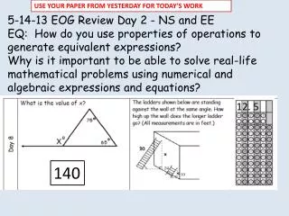 5-14-13 EOG Review Day 2 - NS and EE EQ: How do you use properties of operations to