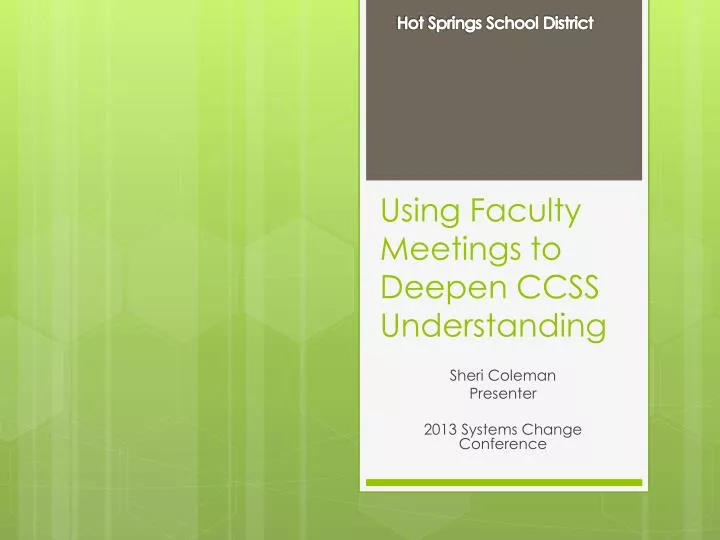 using faculty meetings to deepen ccss understanding