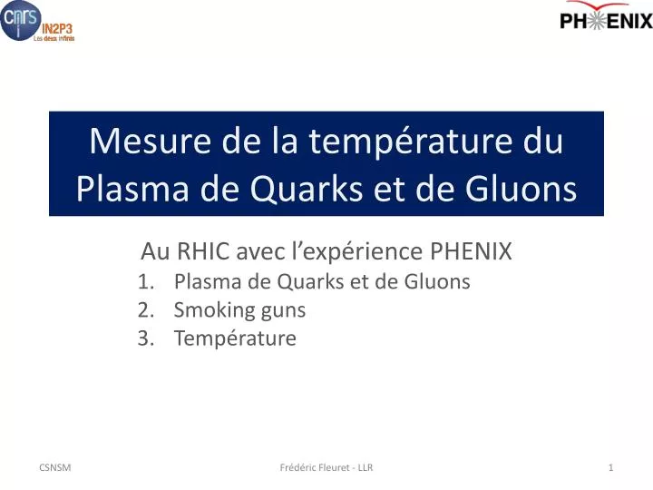 mesure de la temp rature du plasma de quarks et de gluons