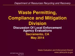 Waste Permitting, Compliance and Mitigation Division