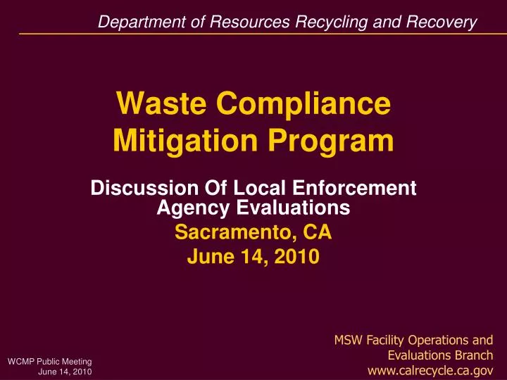 waste compliance mitigation program