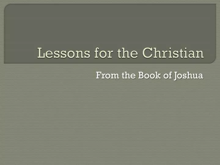 lessons for the christian