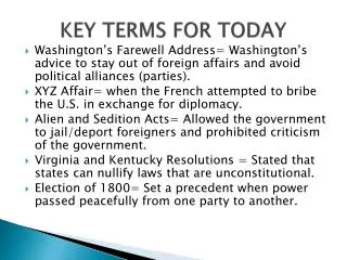 KEY TERMS FOR TODAY