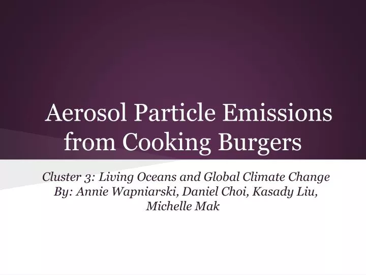 aerosol particle emissions from cooking burgers
