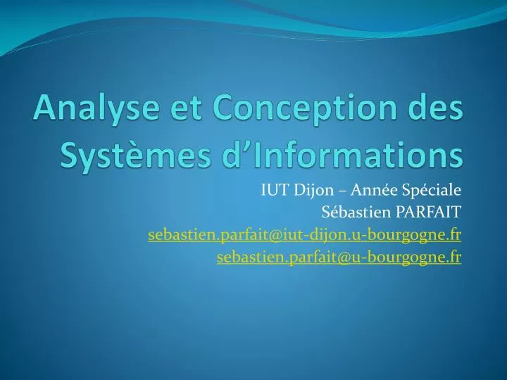 analyse et conception des syst mes d informations