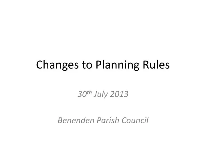 changes to planning rules