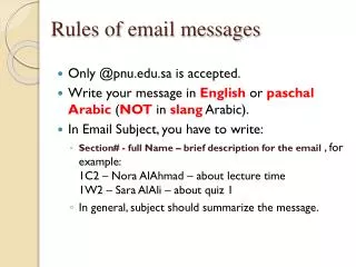 Rules of email messages
