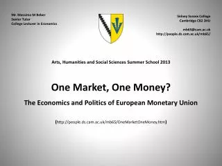 Mr. Massimo M Beber Senior Tutor College Lecturer in Economics