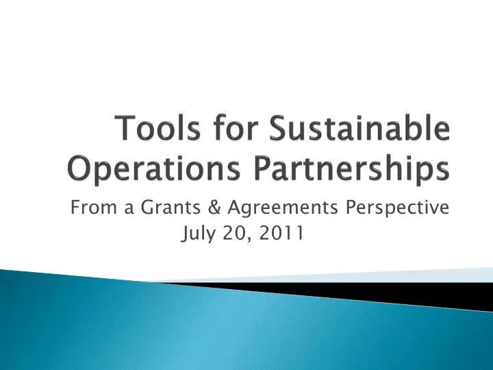 tools for sustainable operations partnerships
