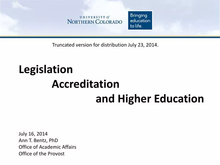 legislation accreditation and higher education