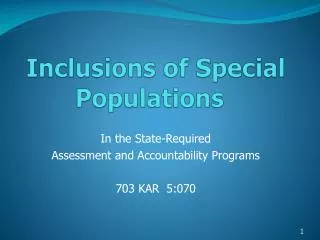 Inclusions of Special Populations