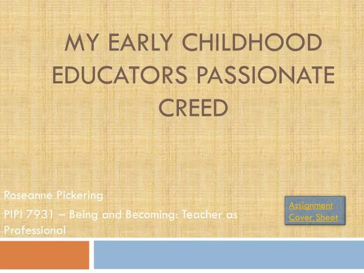 my early childhood educators passionate creed