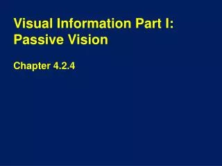 Visual Information Part I: Passive Vision