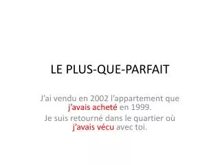le plus que parfait