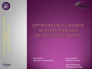 optimisation du mod le de d sassemblage en logistique inverse