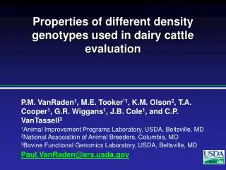 Properties of different density genotypes used in dairy cattle evaluation