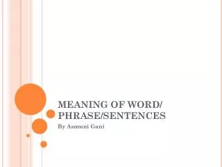 MEANING OF WORD/ PHRASE/SENTENCES