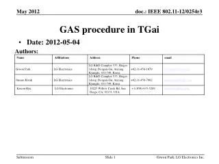 gas procedure in tgai