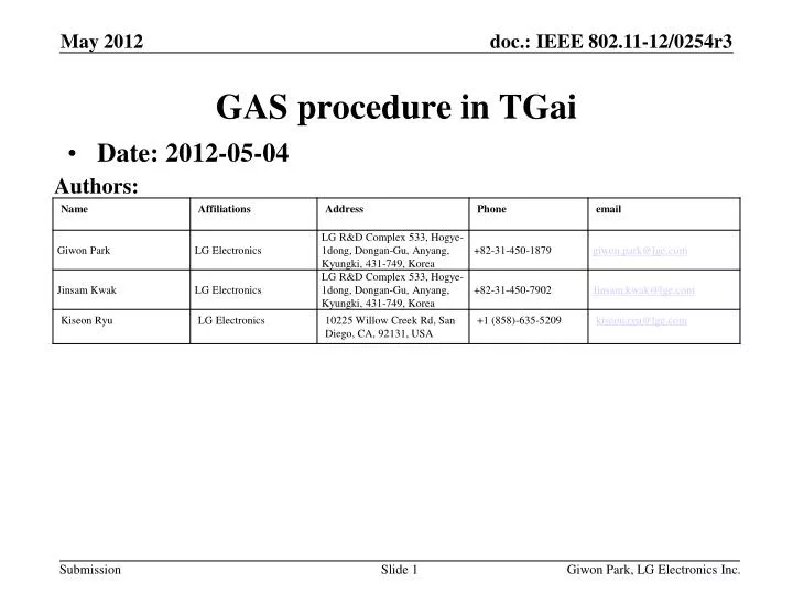 gas procedure in tgai