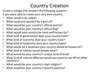 Country Creation