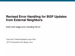 Revised Error Handling for BGP Updates from External Neighbors