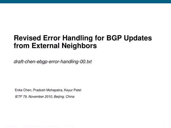 revised error handling for bgp updates from external neighbors