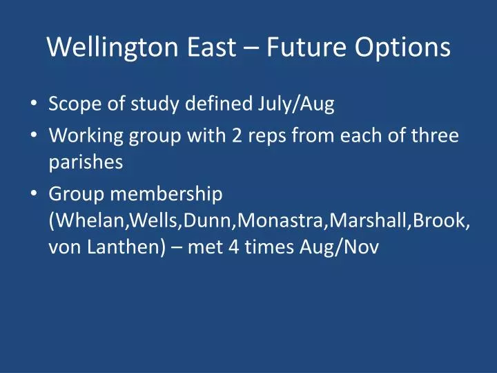 wellington east future options