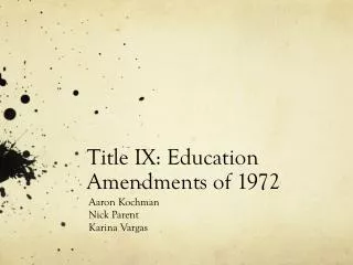 Title IX: Education Amendments of 1972