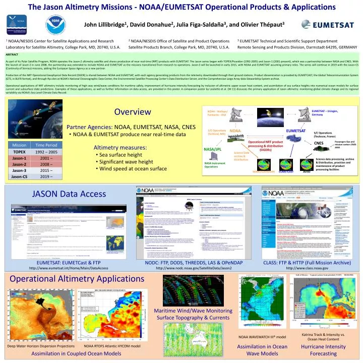 the jason altimetry missions noaa eumetsat operational products applications