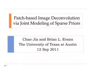 Patch-based Image Deconvolution via Joint Modeling of Sparse Priors